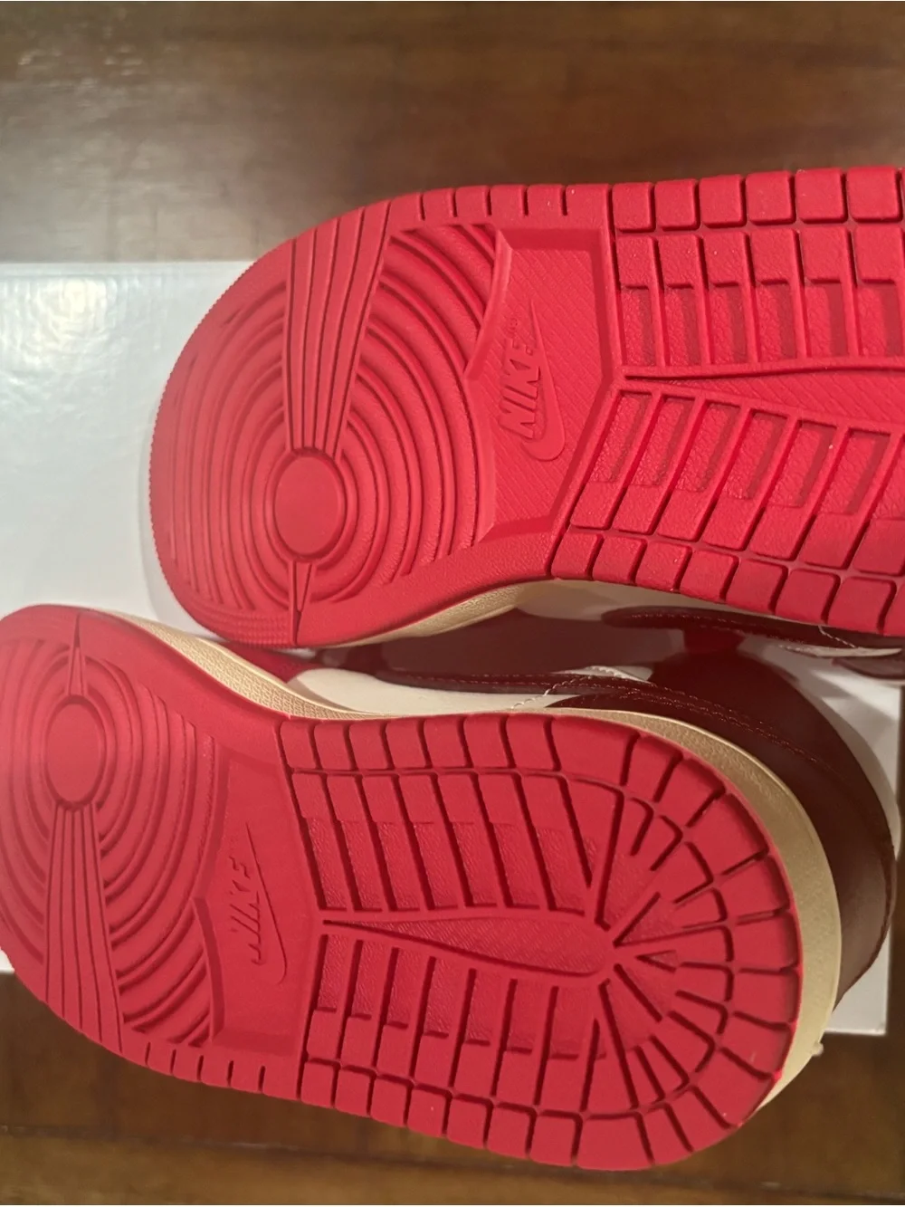 Women’s Jordan High-Top Sneakers in Red and Cream
